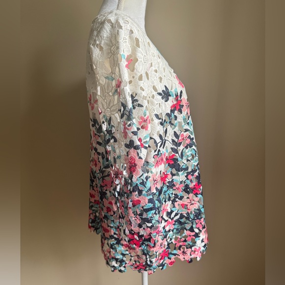 NWT Charter Club Floral Lace Petite Top - Picture 4 of 7